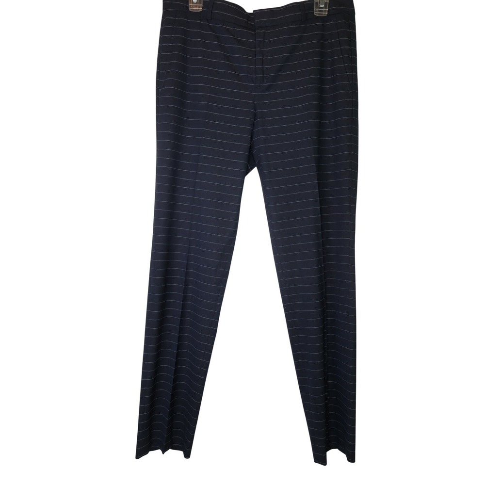 Banana‎ Republic Womens Navy Blue Horizontal Pinstripe Straight Leg Pants Size 8 - Picture 3 of 8